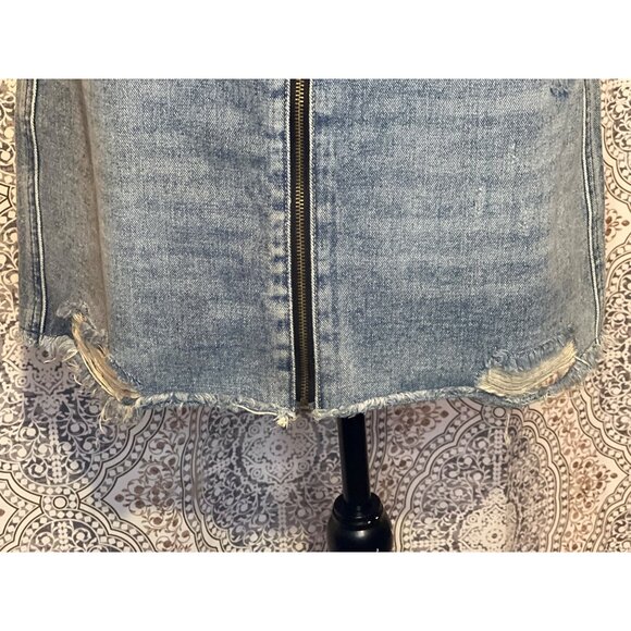 American Bazi Los Angeles Womens Distressed Denim Skirt Size L With Front Zipper - Picture 6 of 13